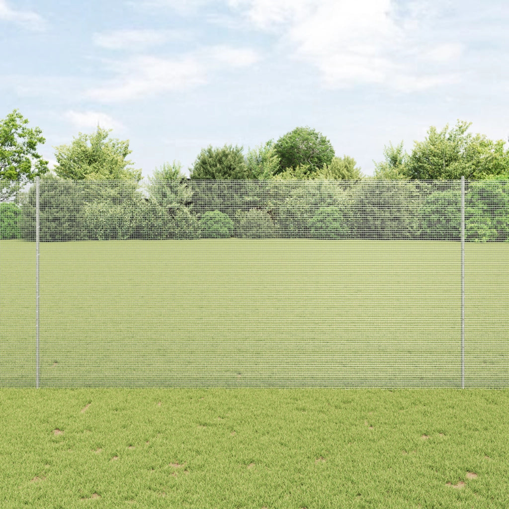 Recinzione in Rete Saldato con 22 Post U Argento 1.6x25 m Acciaio