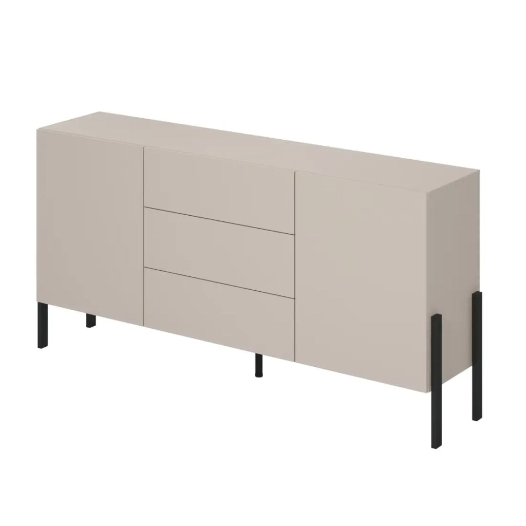 Pack salotto SALMA – buffet 2 ante & 3 cassetti e mobile TV 2 ante & 2 cassetti beige & nero opaco