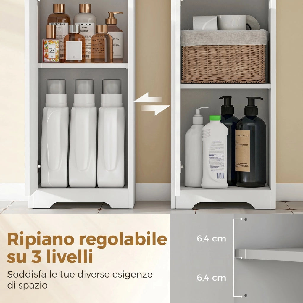 Mobile da Bagno Alto, Mobile Autoportante con Ripiano Regolabile