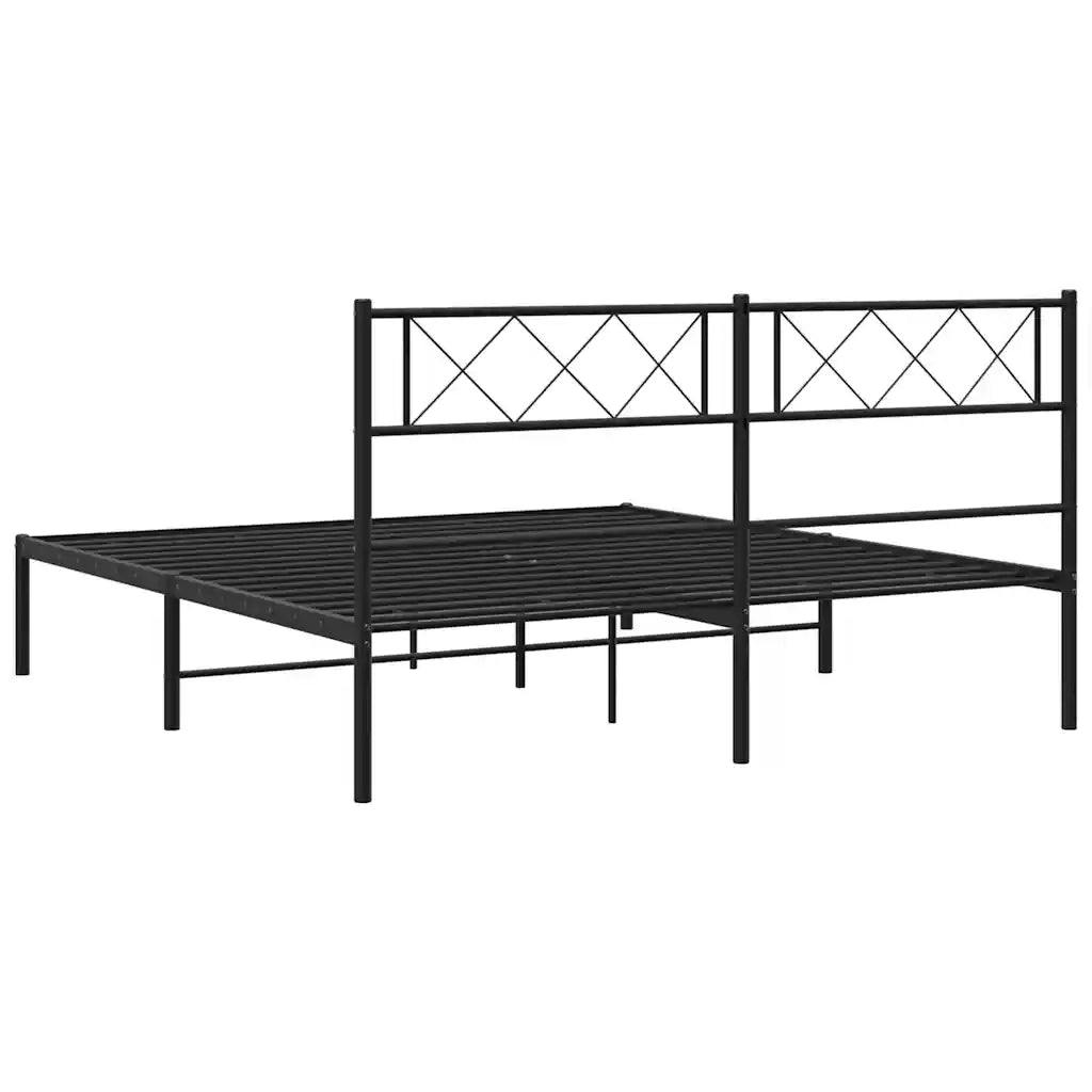 Giroletto con Testiera in Metallo Nero 150x200 cm 372279