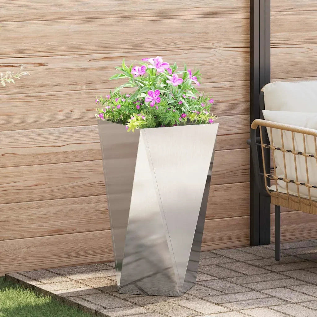 Fioriera-Vaso-Contenitore per Piante Argento 40 x 40 x 75 cm Acciaio inossidabile