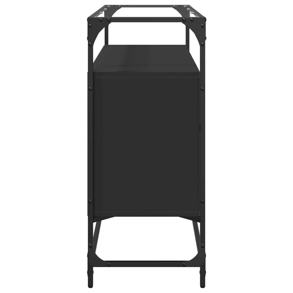 vidaXL Credenza con Piano in Vetro Nero 98x35x81cm Legno Multistrato