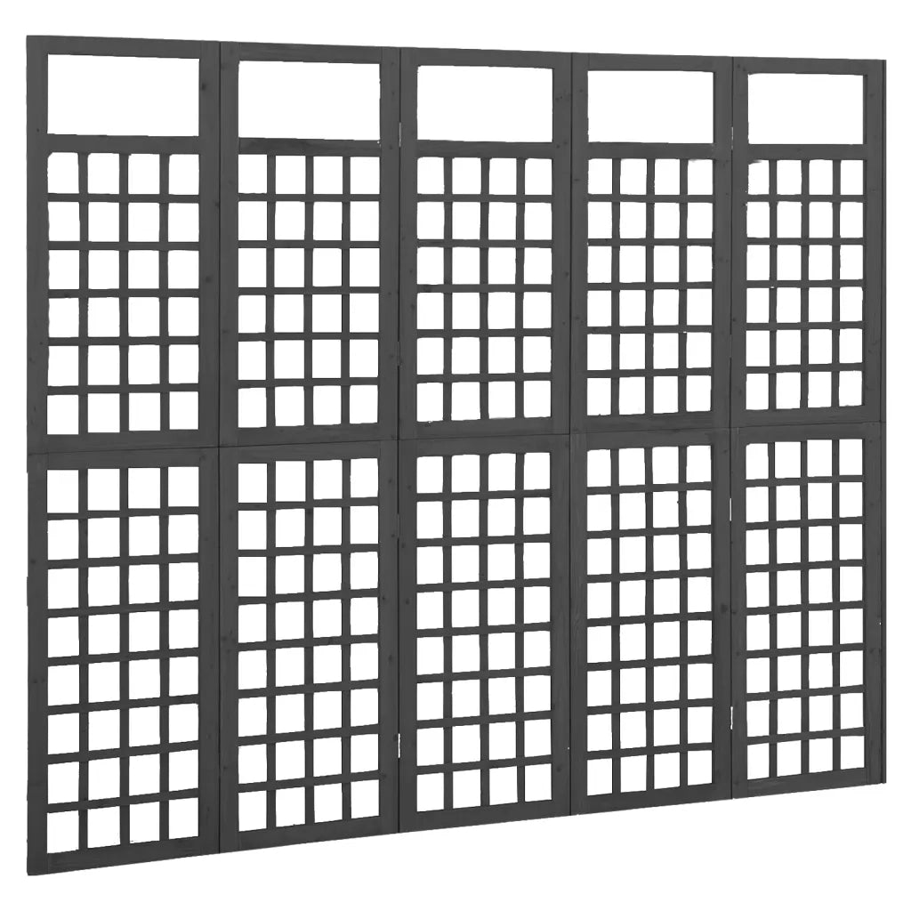 Divisorio a 5 Pannelli Legno Massello di Abete Nero 161x180 cm 316484