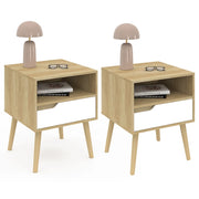 IDMarket - Juego de 2 mesillas de noche escandinavas HELSINKI de 1 cajón, efecto blanco y haya