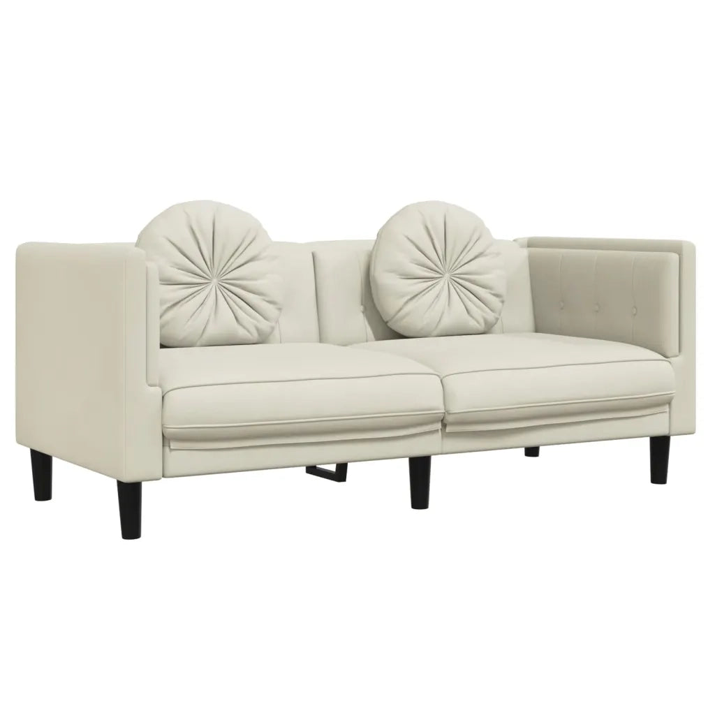 Set di Divani 2 pz con Cuscini Crema in Velluto 3209264
