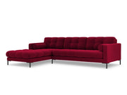 Cosmopolitan Design - Divano angolare sinistro "Bali" 5 posti in velluto rosso 