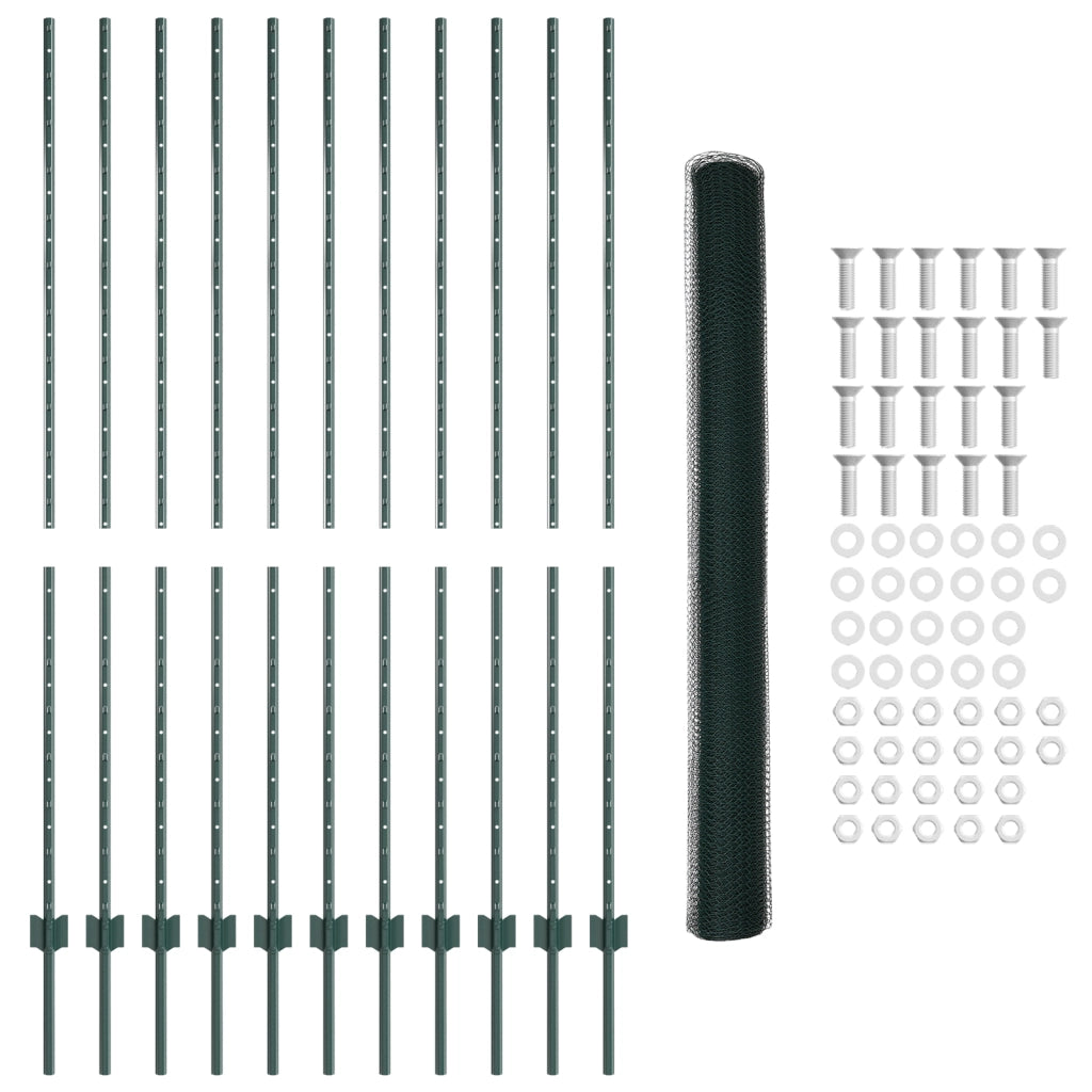 Set di Recinzioni Esagonali per Giardino Set di 2 Verde Metallo