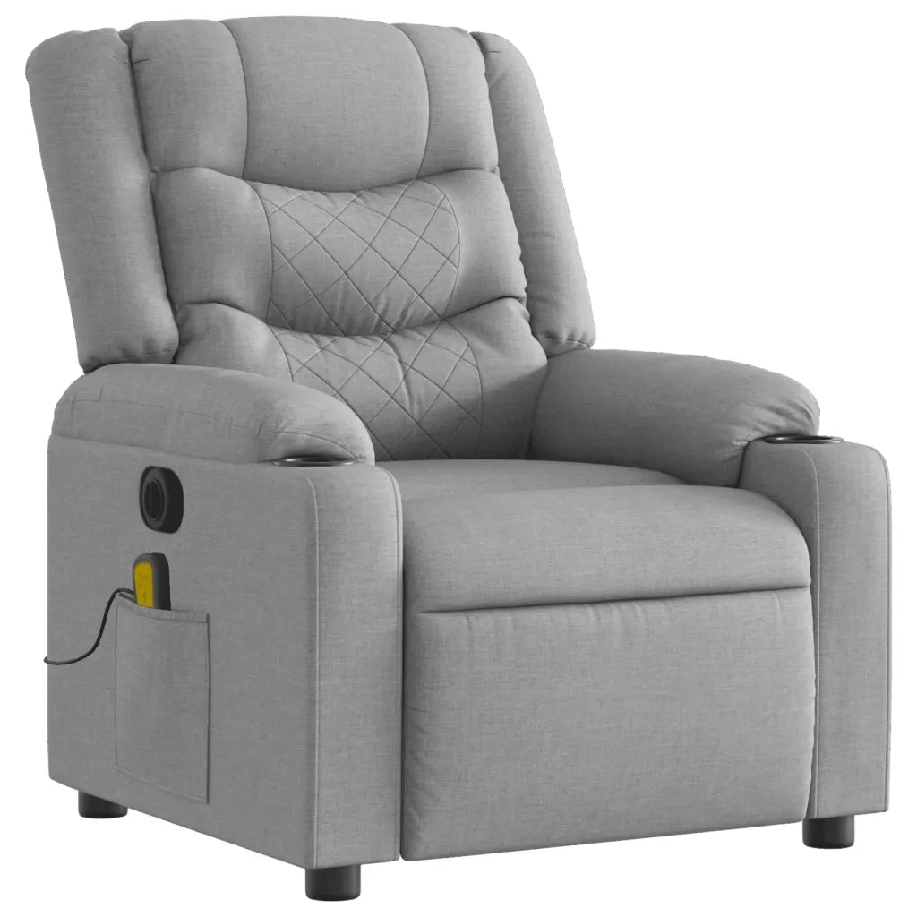 Poltrona Reclinabile Massaggio Elettrica Grigio Chiaro Tessuto 3206570