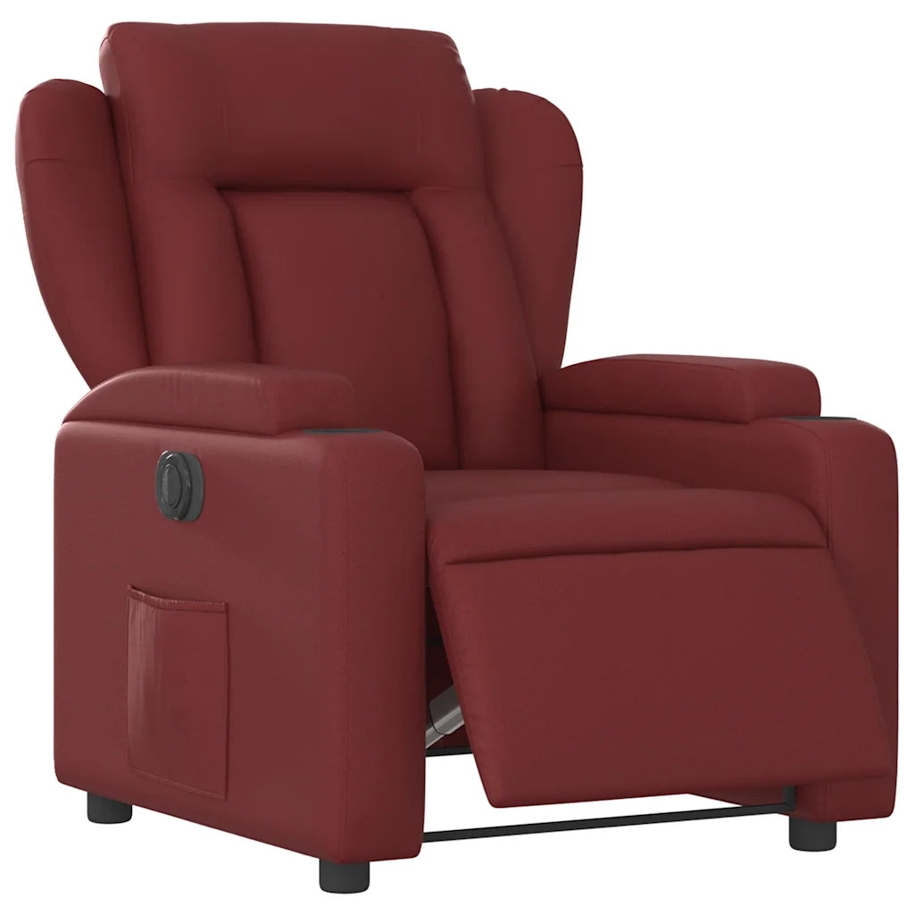 Poltrona Reclinabile Elettrica Rosso Vino in Similpelle