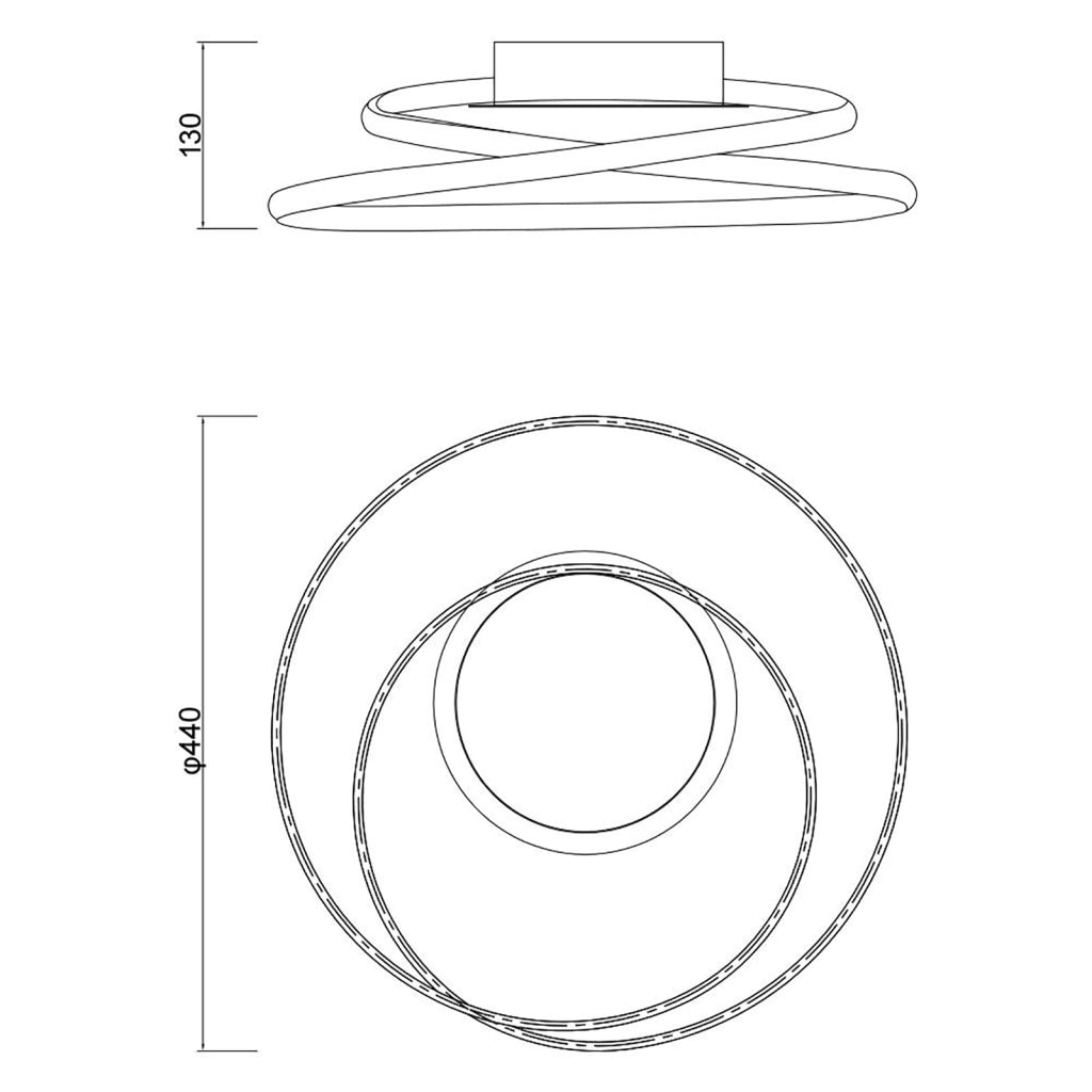 ODEON plafoniera moderna LED 38W cerchi luminosi lampada luce soffitto 4000K cucina camera letto 230V 44cm COLORE GRIGIO
