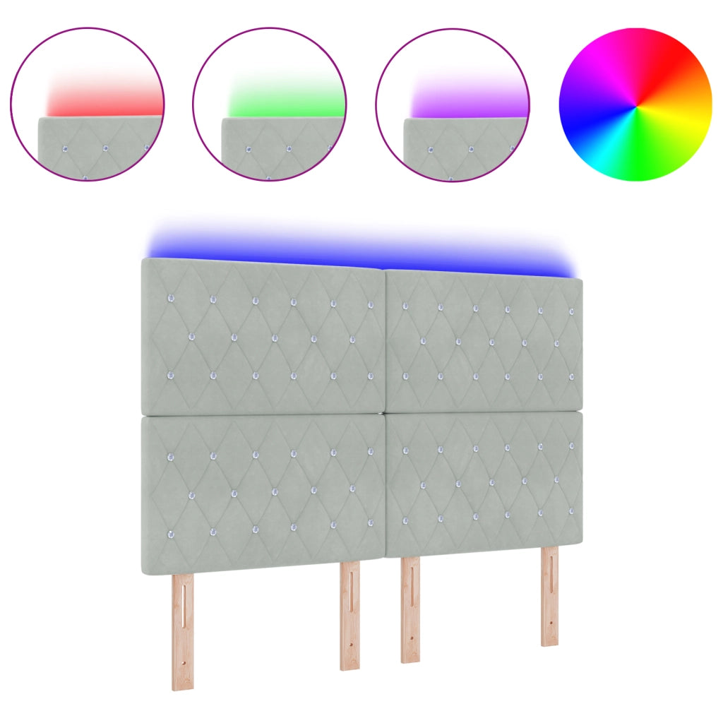 Testata a LED Grigio Chiaro 72 cm Velluto