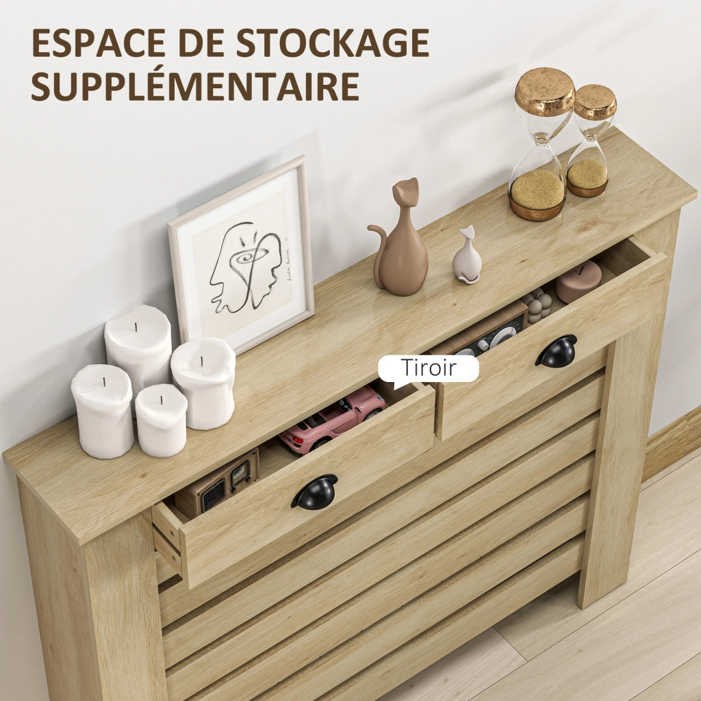 Coperchio radiatore con 2 cassetti in legno ¨C zephmum ¨C quercia 111x19x95.5 cm
