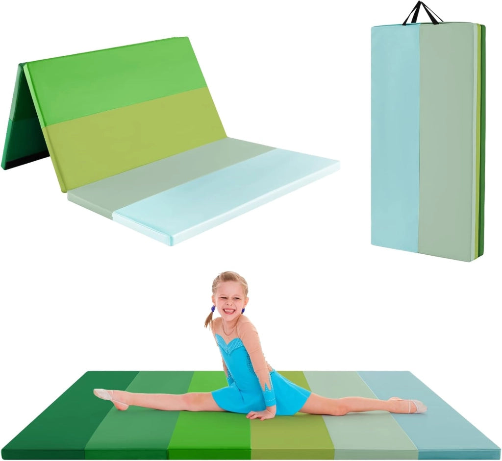 Tappetino da Ginnastica Pieghevole, Tappetino Portatile e Leggero con Maniglie, Tappetino per Yoga e Allenamenti per Stretching e Capriole da Casa e Palestra
