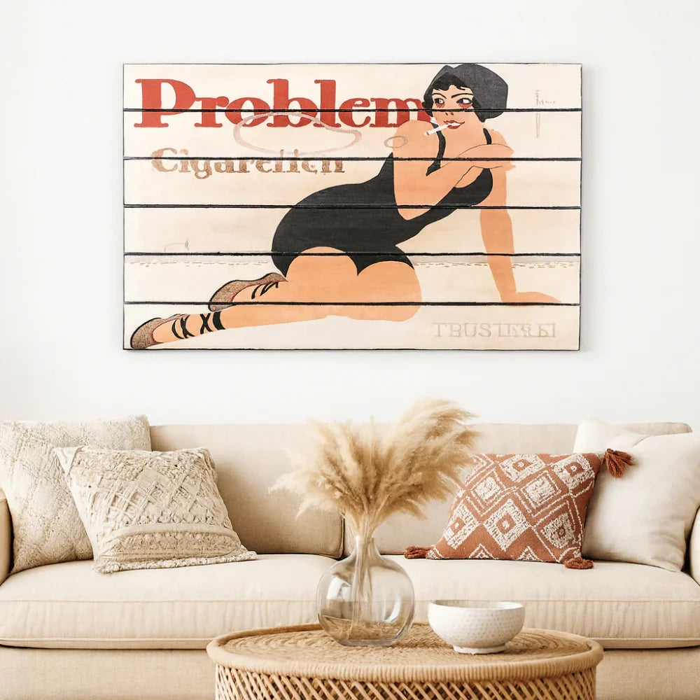 Stampa su legno da parete lady 100x60 cm design moderno | Duzzle