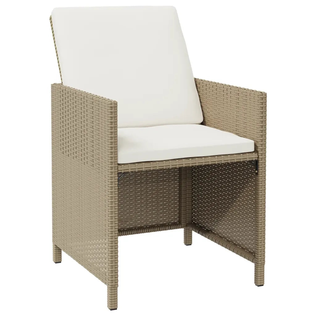 Set da Pranzo da Giardino 9 pz con Cuscini in Polyrattan Beige 3095517
