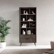 Biblioteca Kada, Libreria 2 Cassetti, 88x38x194h cm Marrone Noce