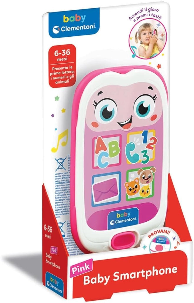 Baby Smartphone Pink, Telefono Bambini i, Centro attivita con 4 Tasti per Imparare Parole e Numeri con Canzoni e Filastr