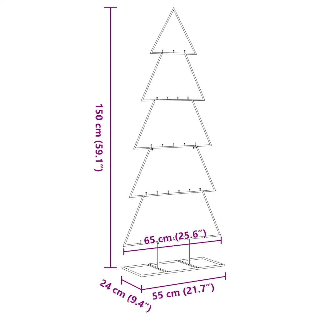 vidaXL Albero di Natale Decorativo in Metallo Nero 150 cm