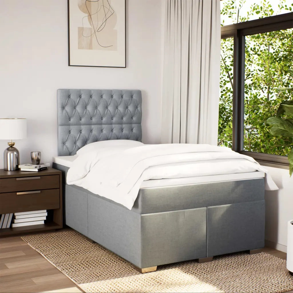 Giroletto a Molle con Materasso Grigio Chiaro 120x190cm Tessuto 3292734