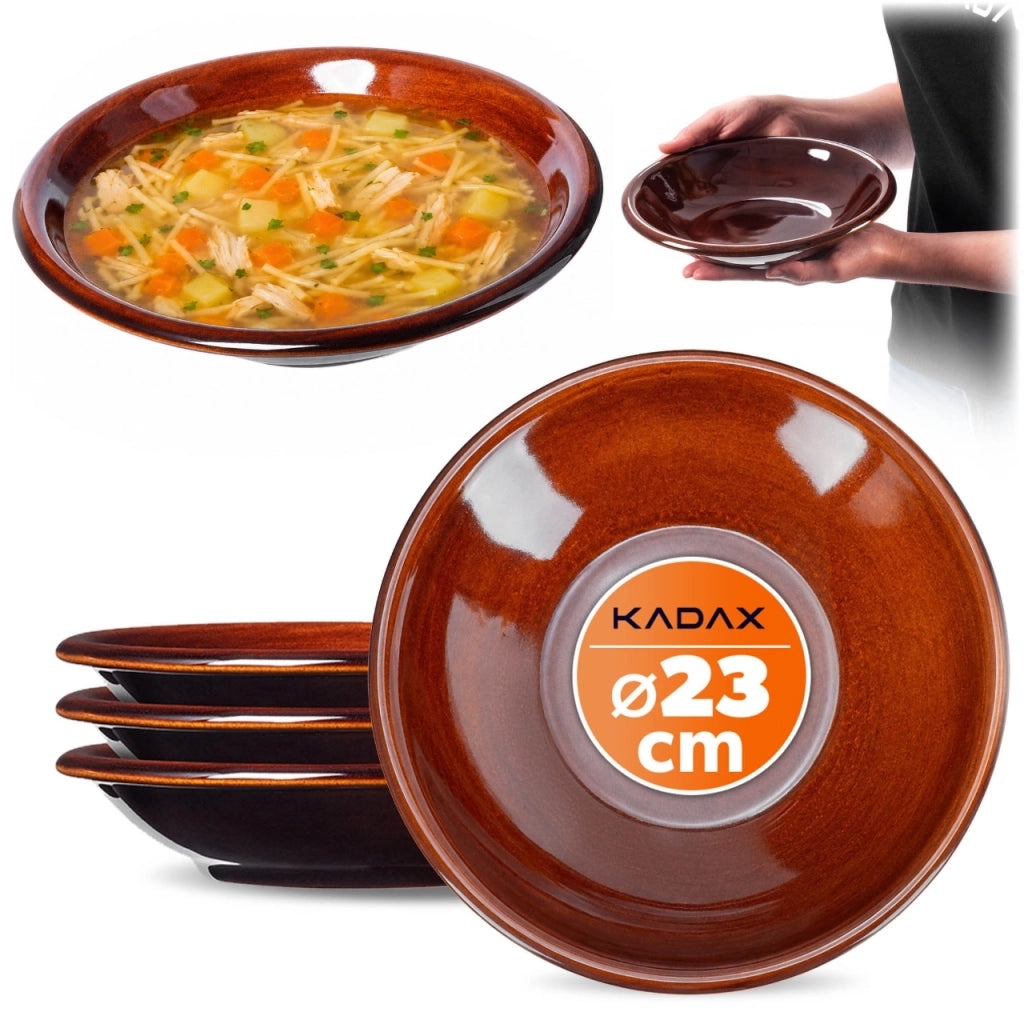 Set di 4 piatti piani profondi KADAX da 23 cm in gres ceramico.