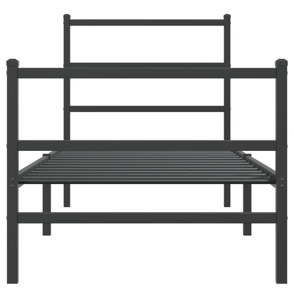 Giroletto con Testiera e Pediera-Struttura Letto Metallo Nero 75x190 cm 415042