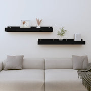 Mensole da Parete 2 pz Nero 80x12x9cm in Legno Massello di Pino cod mxl 32789