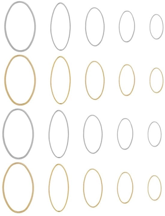 Raccordi per gioielli 60 pezzi - Oro/Rame/Nichel - Raccordi ovali/ a forma di anello - Componenti per gioielli - Fai da te - 5 misure - Parti di gioielli