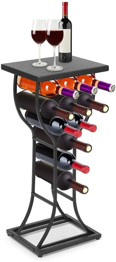 Wijnrek per 11 flessen - flessenstandaard - design moderno - in legno nero - elegante e funzionale
