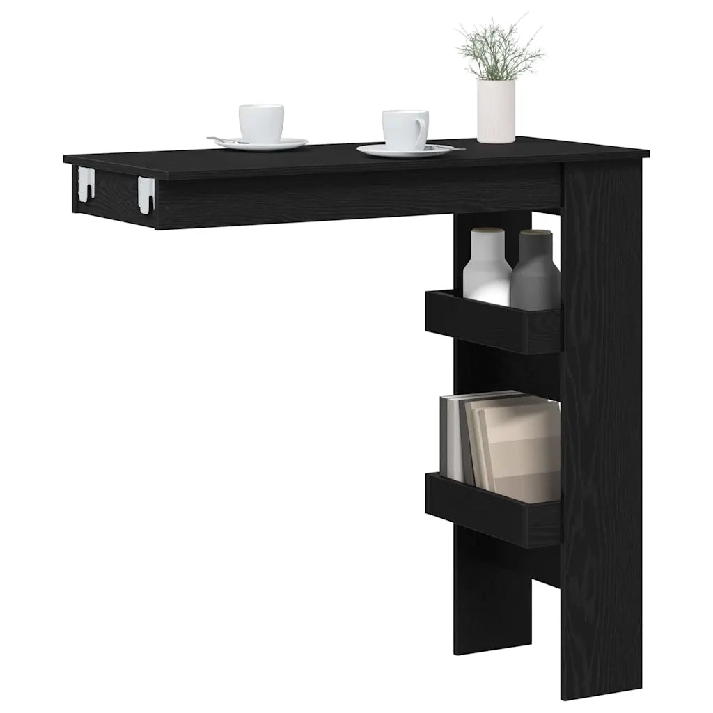 Tavolo Bar da Parete Rovere Nero 102 x 45 x 103,5 cm 862748
