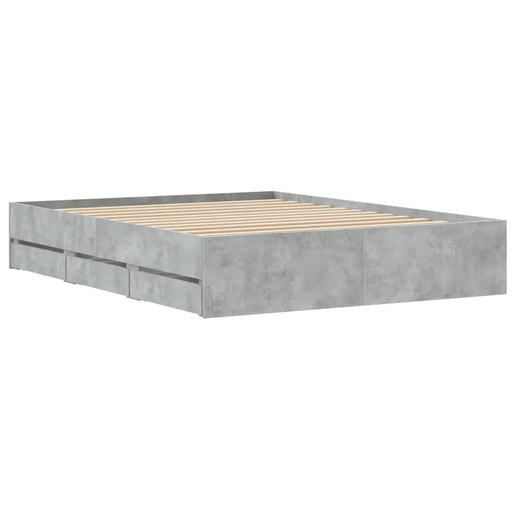 Giroletto Cassetti-Struttura Letto con contenitore Grigio Cemento 150x200 cm Legno Multistrato 410540