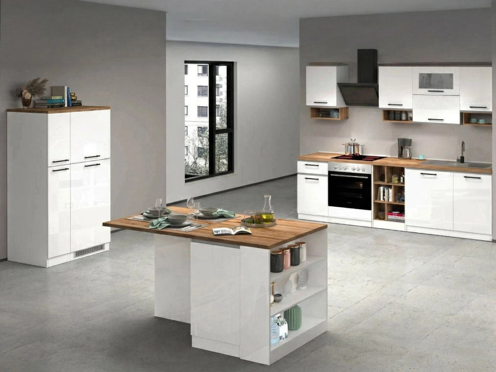Cucinino Armend, Cucina Modulabile, Elettrodomestici non inclusi, Made in Italy, Bianco Lucido