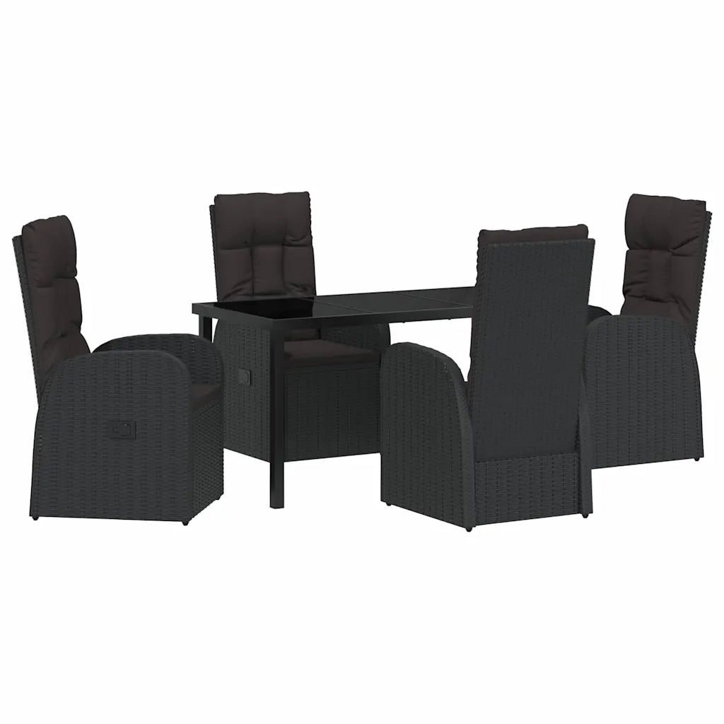 Set da Pranzo per Giardino con cuscino 5 pcs Nero polyrattan 3379508