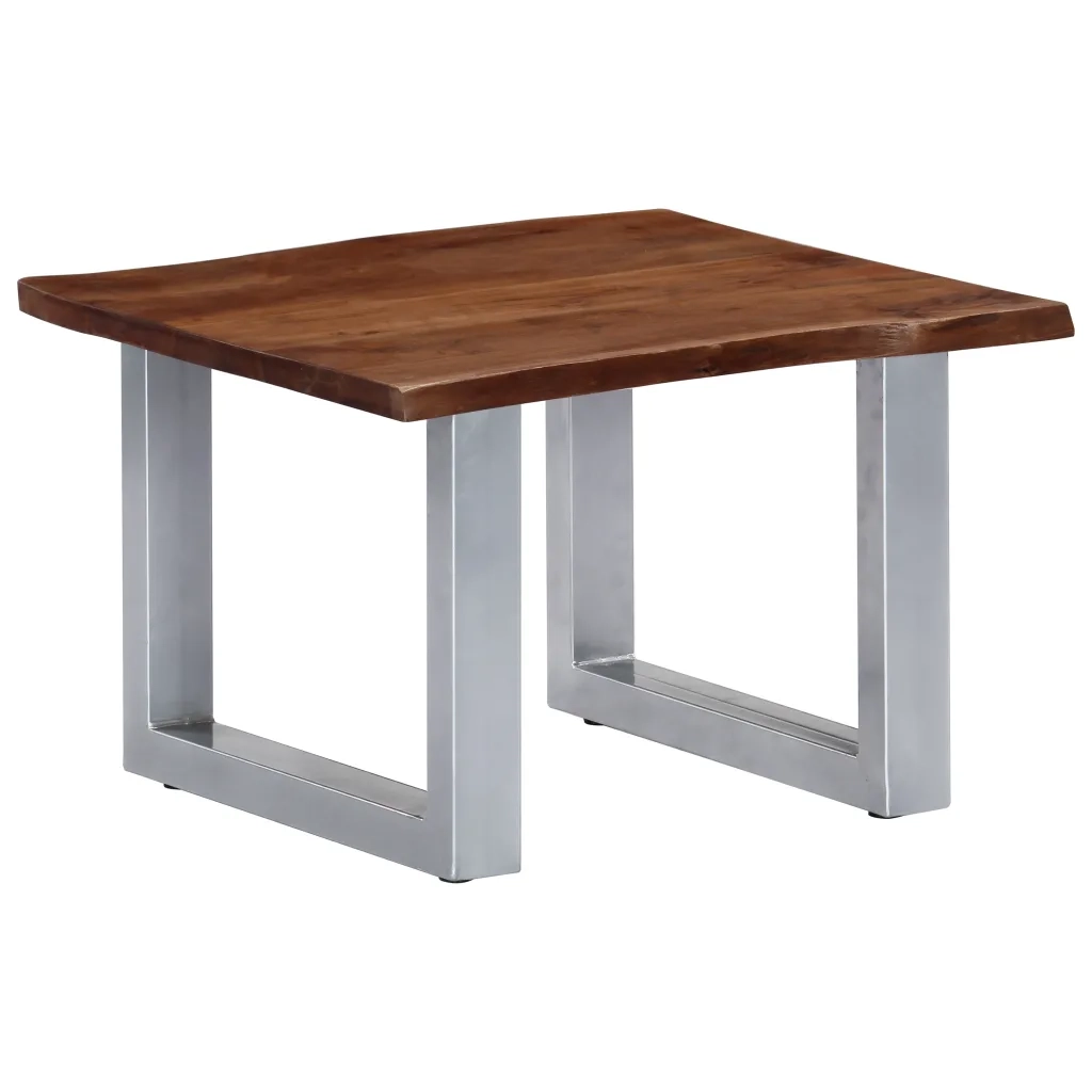 Tavolino da Salotto con Bordi Vivi 60x60x40 cm Massello Acacia 247826