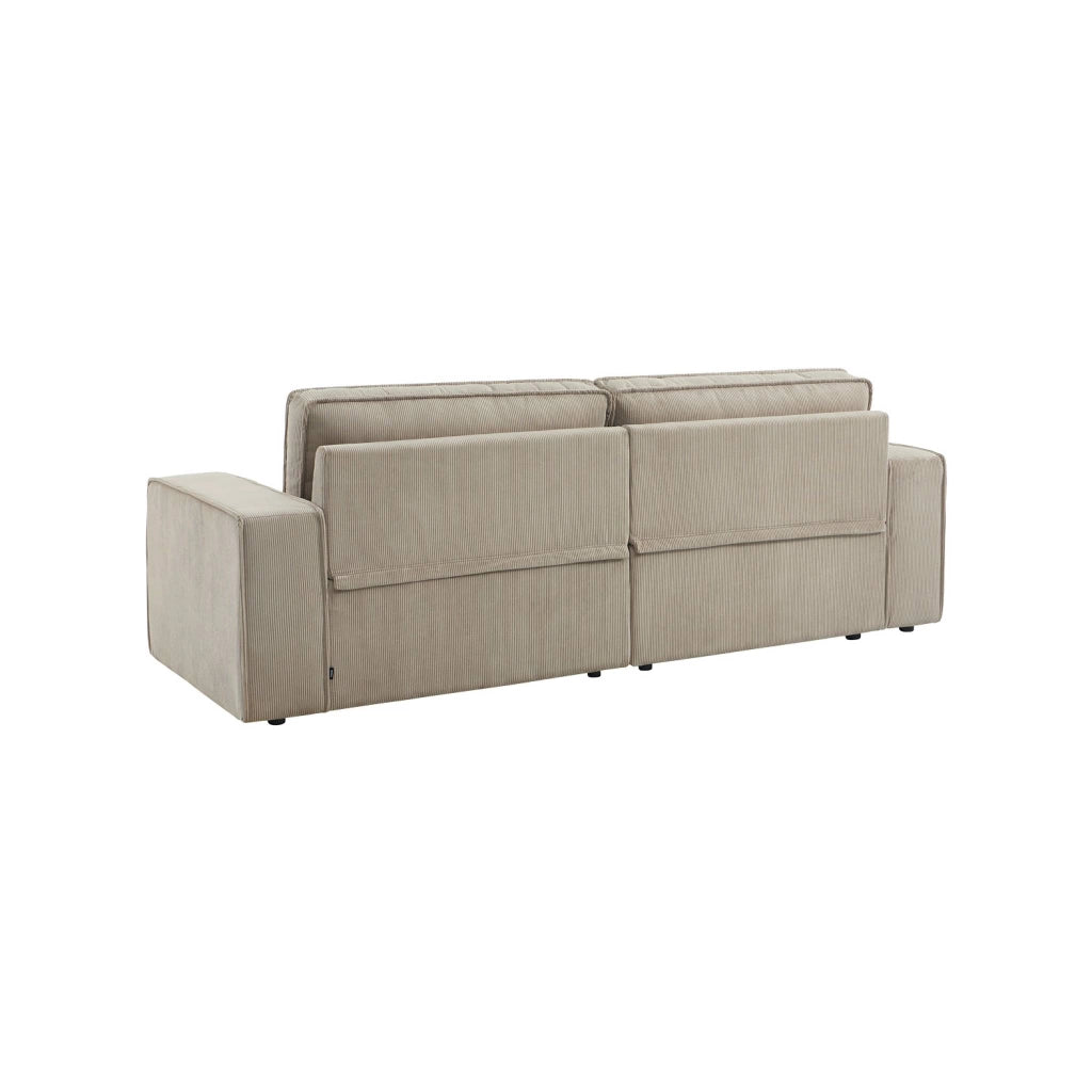Divano angolare destro in velluto a coste, 3 posti, beige