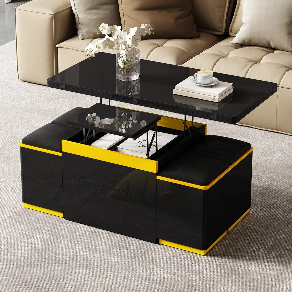 Tavolino da caff¨¨ moderno ¨C Minimal ¨C nero lucido 100x50x43