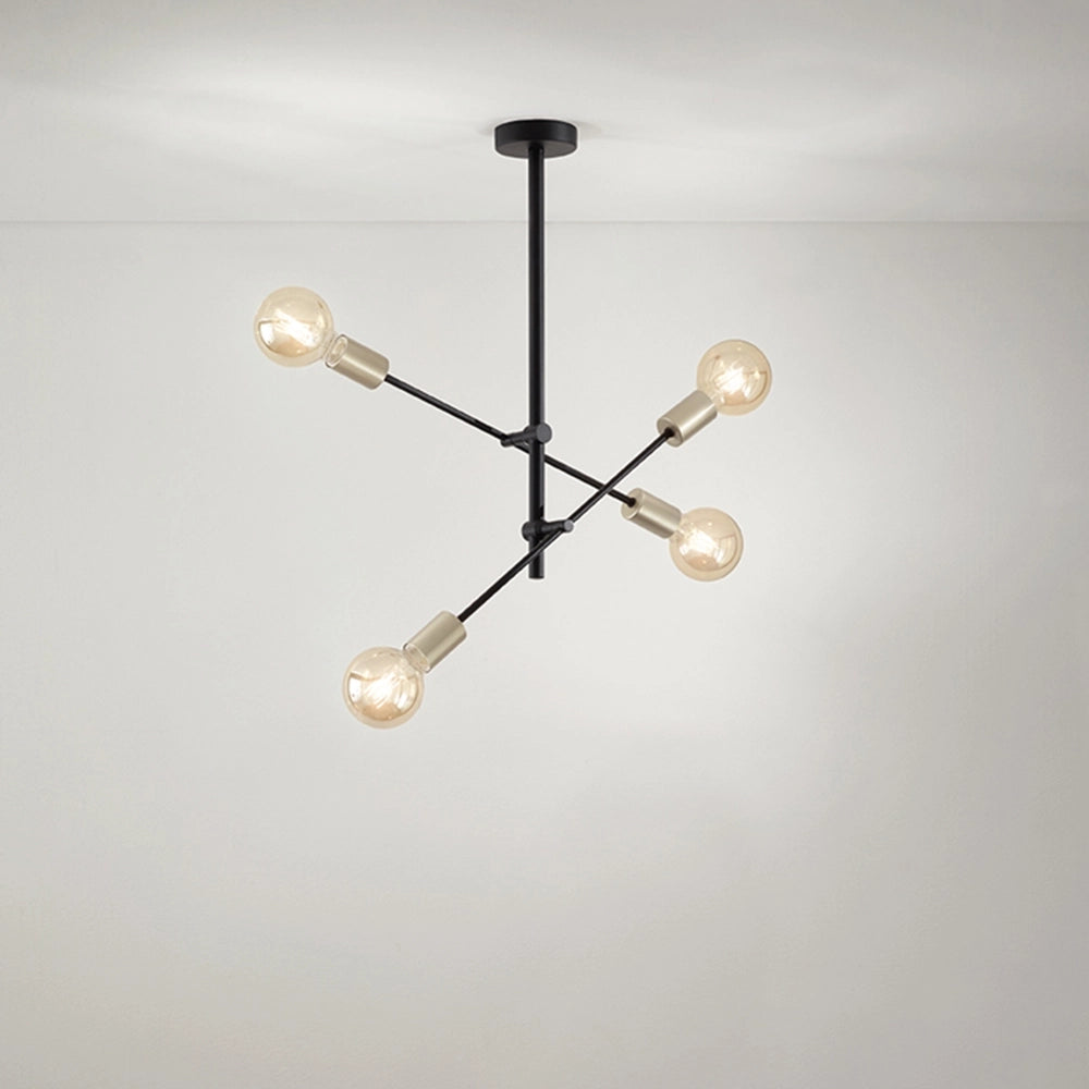 Plafoniera Industrial-Minimal-Nordico Vector Metallo Nero 4 Luci E27