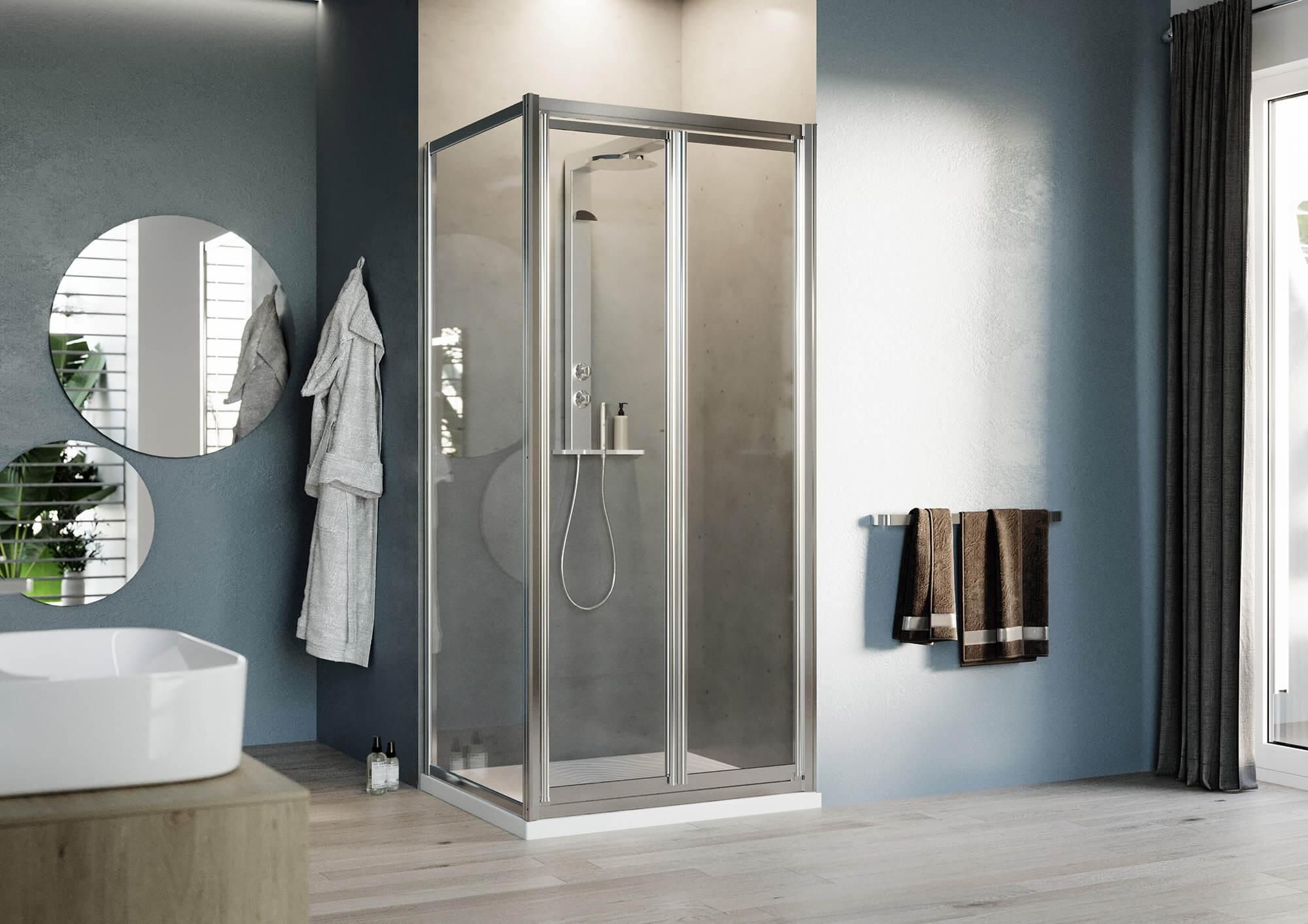 Box Doccia Angolare 75x100 cm 2 Ante Battenti in Cristallo Trasparente 4mm H198 Fosterberg Maribo Duo