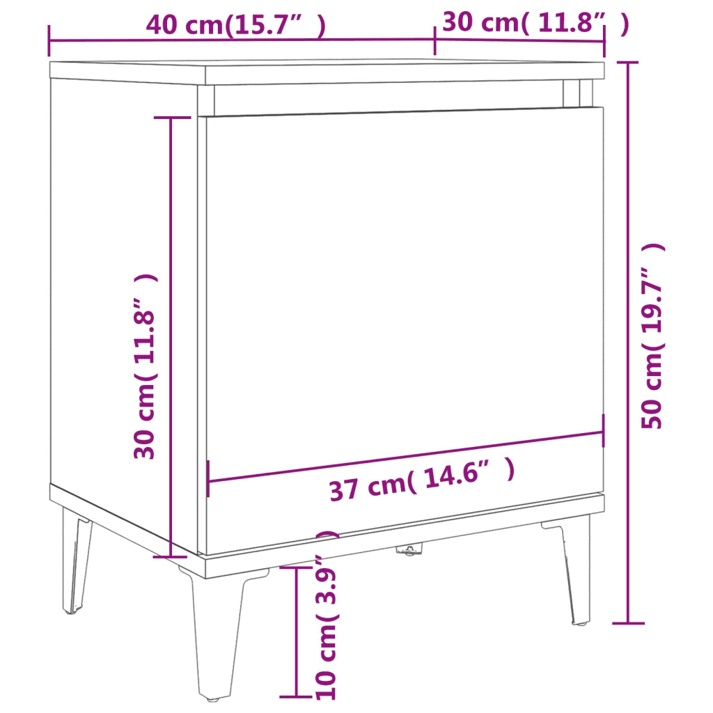 Comodini con Gambe in Metallo Rovere Sonoma 40x30x50 cm 805840