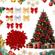 Decorazioni per albero di Natale 48 pezzi - Striscioni decorativi - Mini striscioni di Natale - Striscioni rossi - Decorazioni per albero - Tessuto foderato 5,5x5,5 cm - Striscioni decorativi