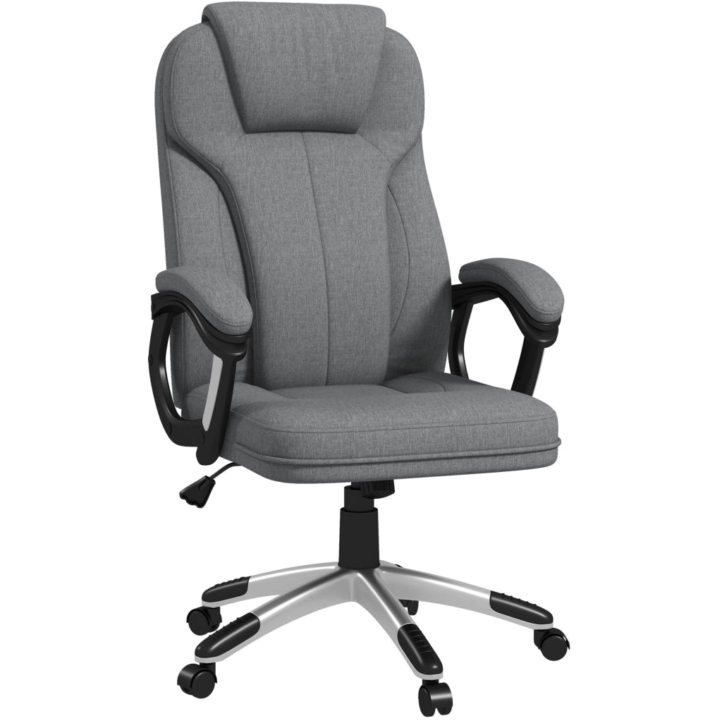 Sedia da ufficio ergonomica grigia regolabile con schienale alto