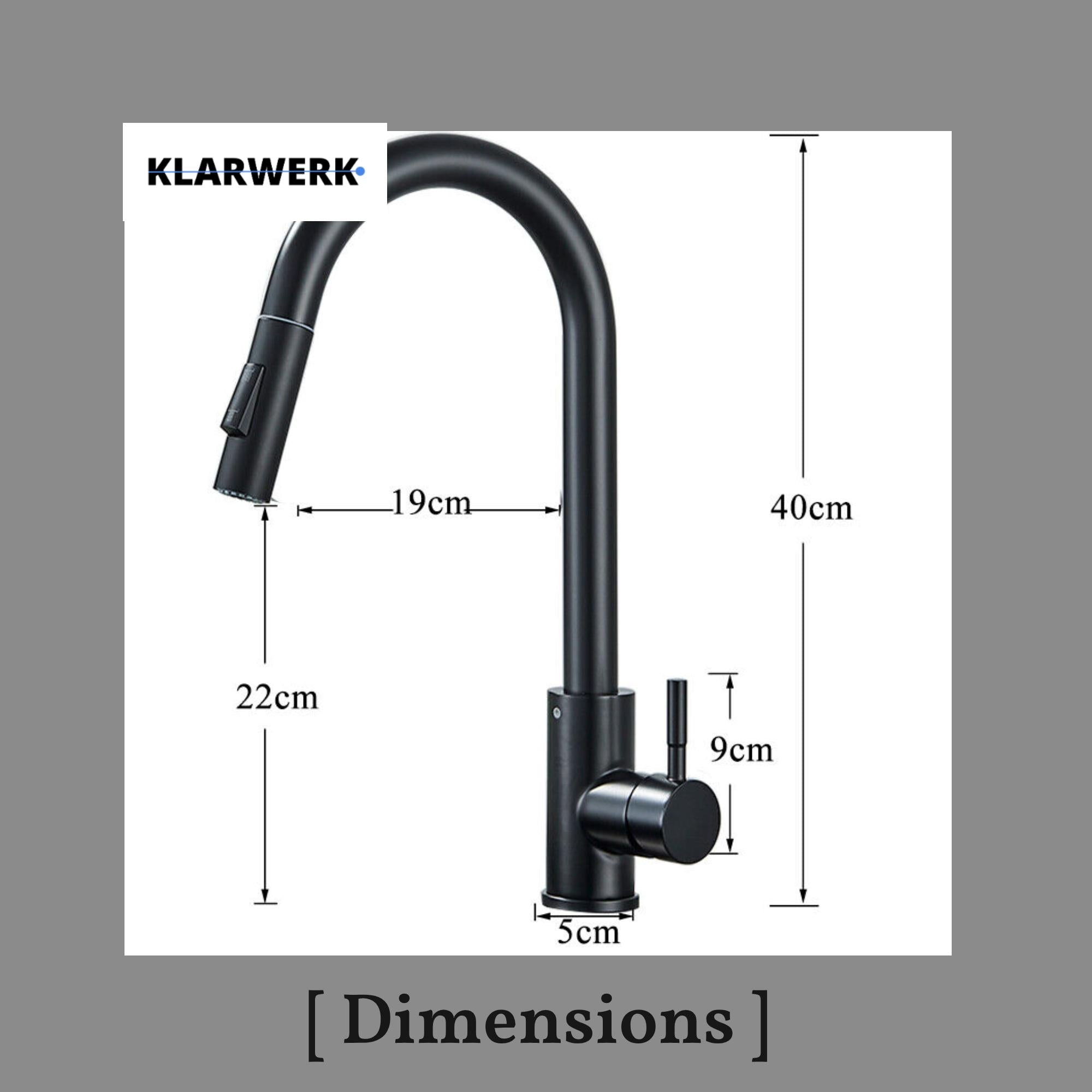 JANA | Rubinetto da cucina estraibile Premium in acciaio inox nero opaco miscelatore arco alto |gastronomia alta pressione ruotabile a 360° 2 attacchi