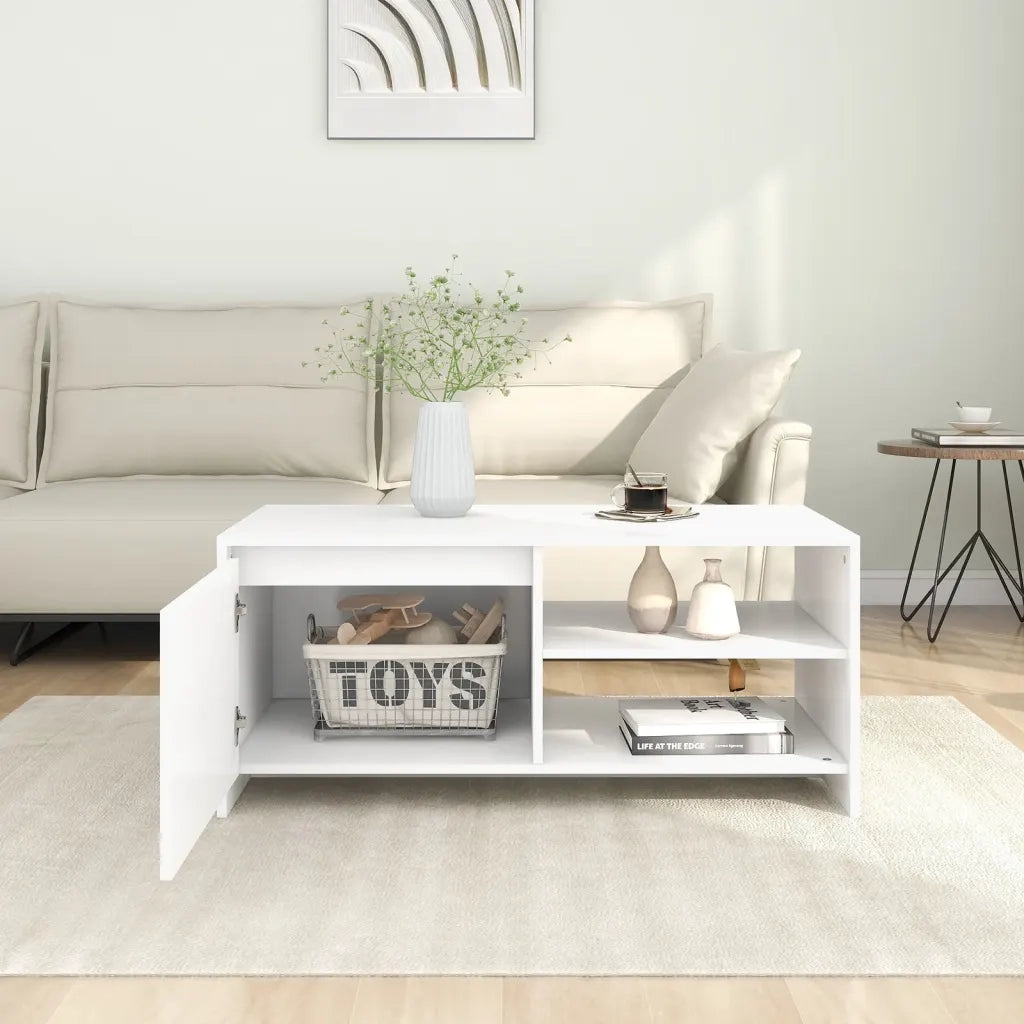 Tavolino da Salotto Bianco 102x50x45 cm Legno Multistrato 809827