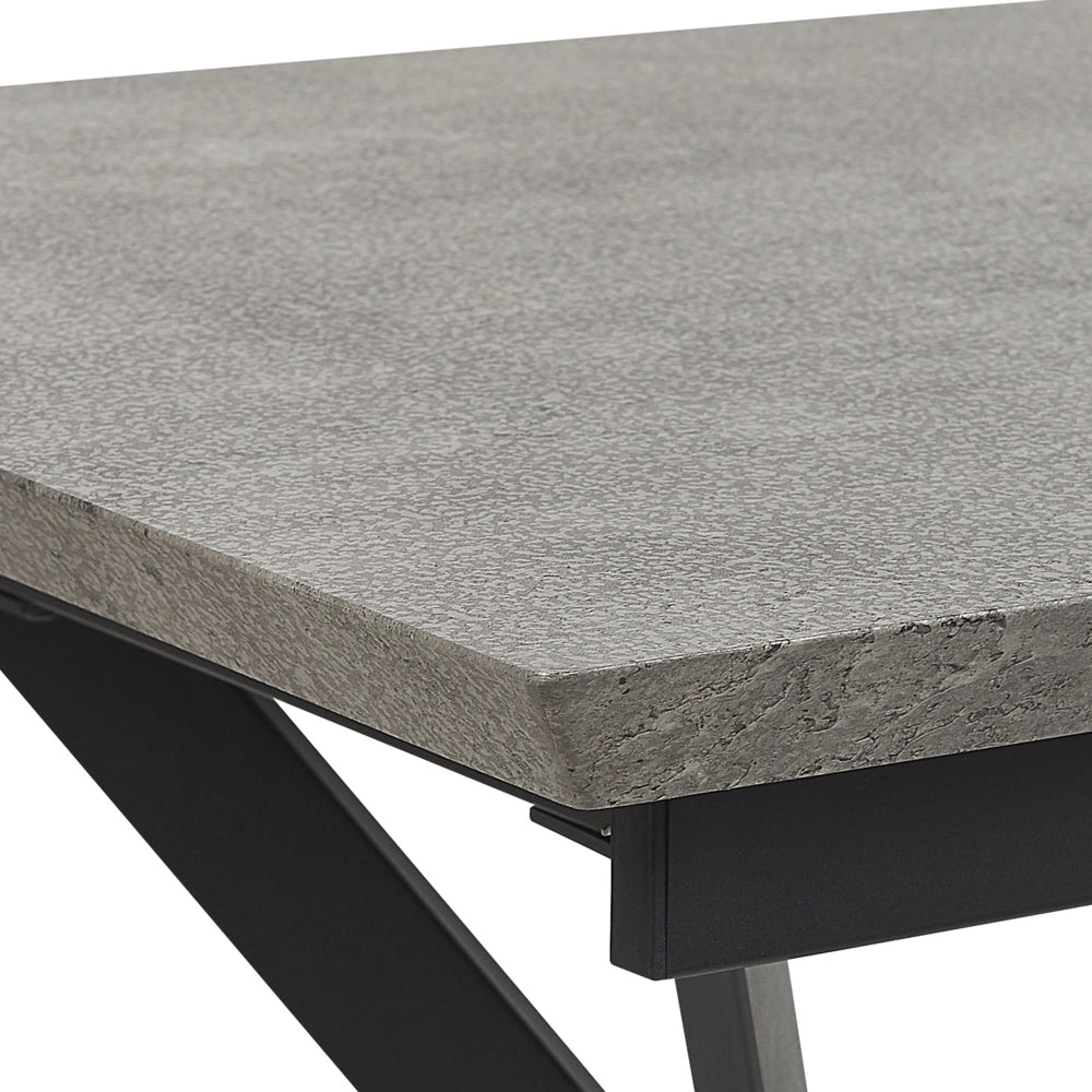 Tavolo da pranzo effetto cemento 140/180 x 80 cm gambe in metallo Nero cucina industriale
