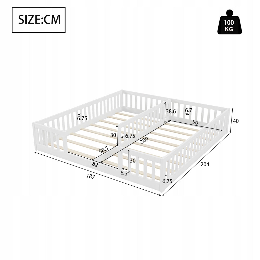 Letto a pannello 90x200 - Xylo - Bianco in pino con sponde