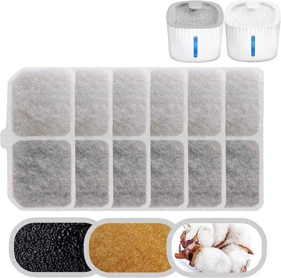 Filtro per acqua per gatti - 6 pezzi di filtro di sostituzione con resina e carbone attivo