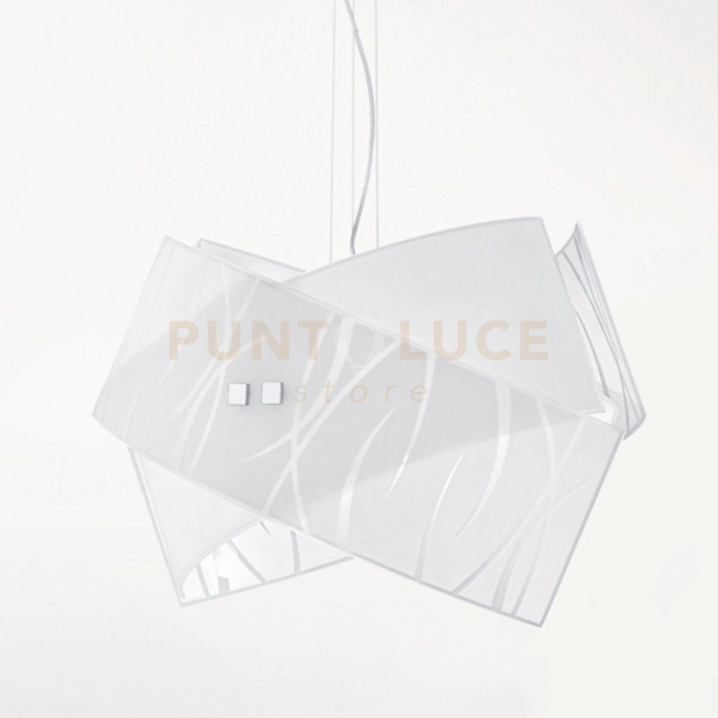 AGNESE S/G LAMPADARIO GRANDE IN VETRO DECORATO E METALLO 2 LUCI ATTACCO E27