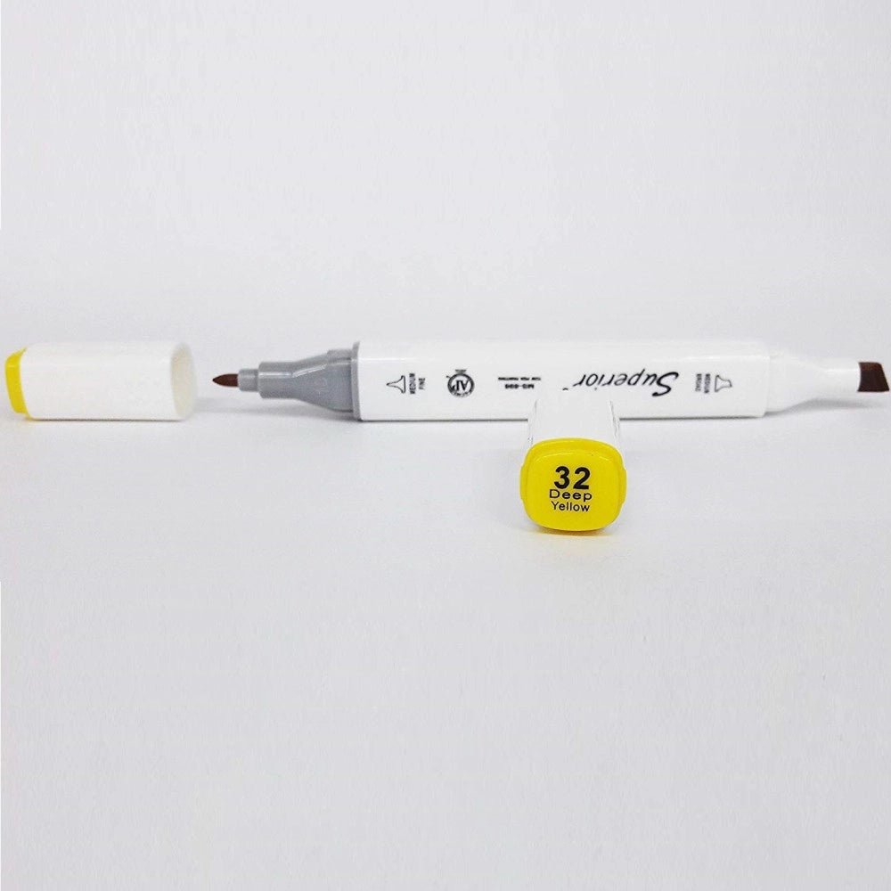 Trade Shop - Pennarello 32 Deep Yellow Colorati Doppia Punta Inchiostro Base Olio Colorare -