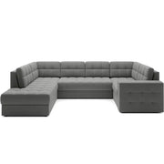 Divano angolare convertibile MONTEZA grigio sinistro 299 cm con contenitore e letto