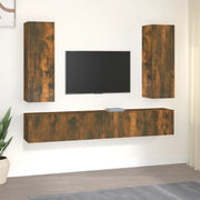 Set di Mobili Porta TV 5 pz Rovere Fumo in Legno Multistrato 3120209