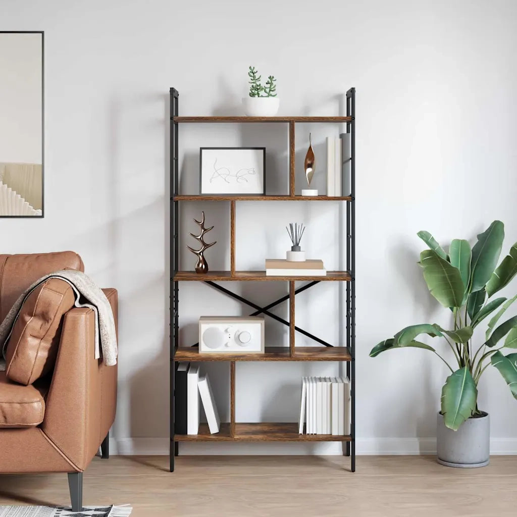 Libreria Rovere fumé 75 x 30 x 156 cm Legno multistrato 883960